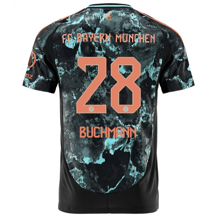 Danxen Mænd Tarek Buchmann #28 Sort Udebane Spillertrøjer 2024/25 Trøje T-Shirt