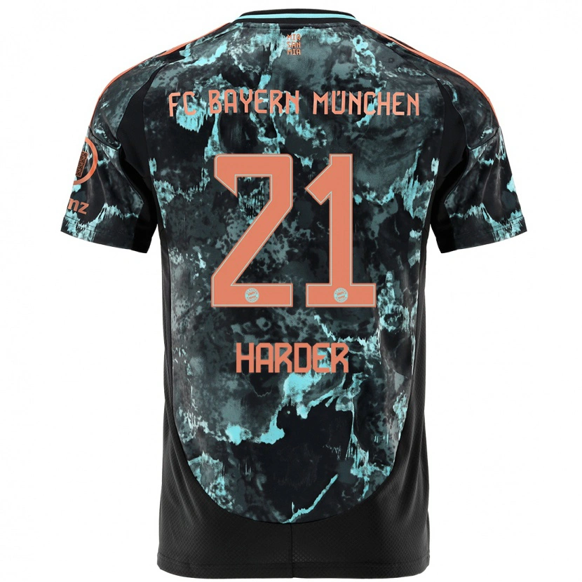 Danxen Mænd Pernille Harder #21 Sort Udebane Spillertrøjer 2024/25 Trøje T-Shirt