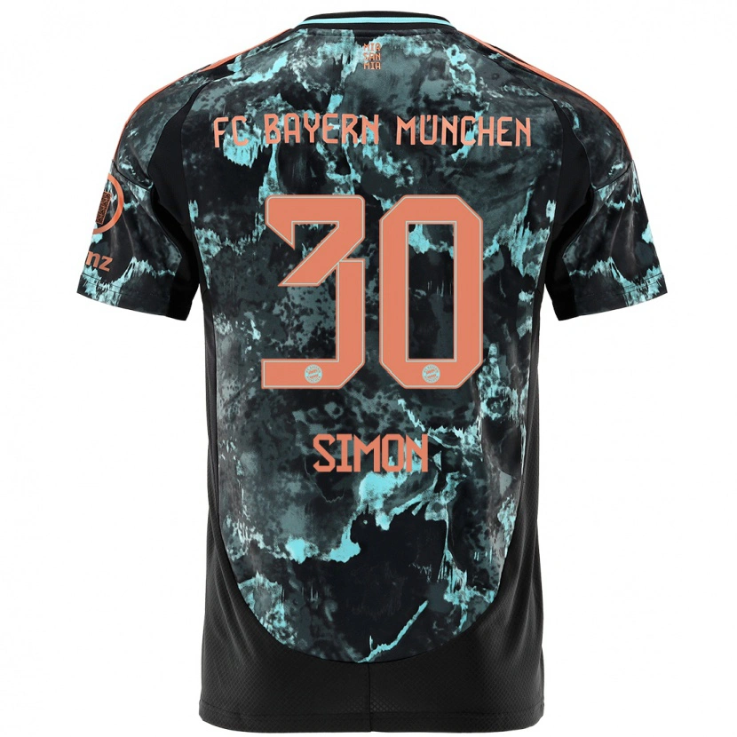 Danxen Mænd Carolin Simon #30 Sort Udebane Spillertrøjer 2024/25 Trøje T-Shirt