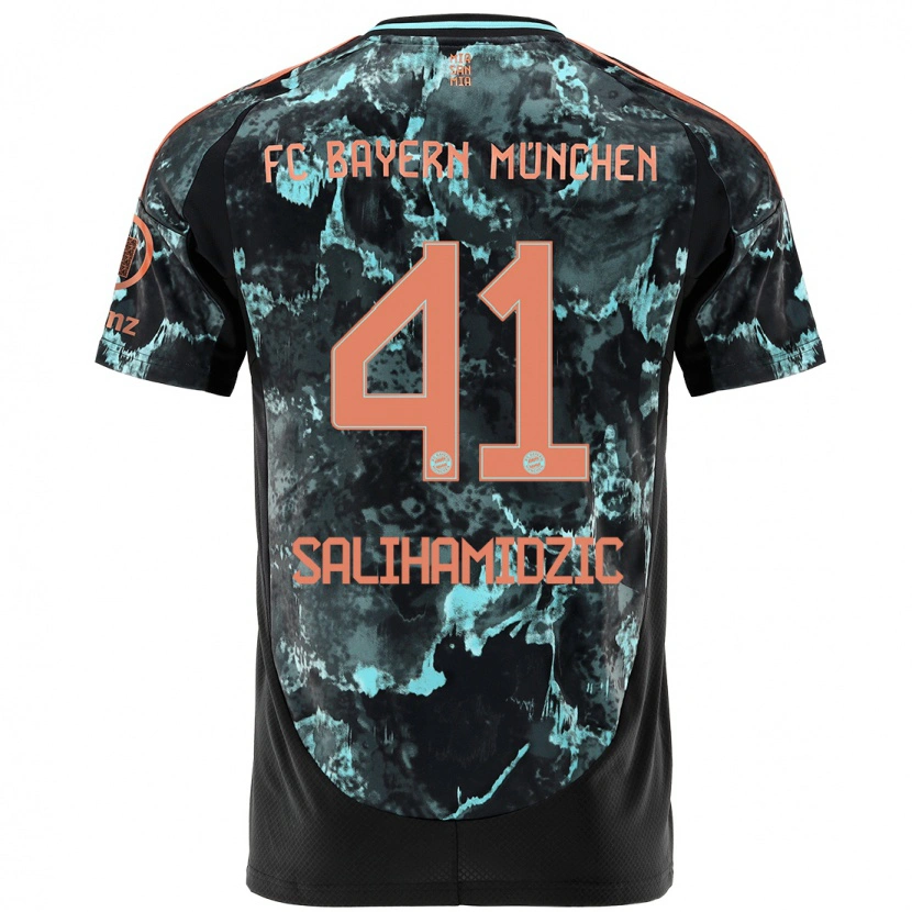 Danxen Mænd Nick Salihamidzic #41 Sort Udebane Spillertrøjer 2024/25 Trøje T-Shirt