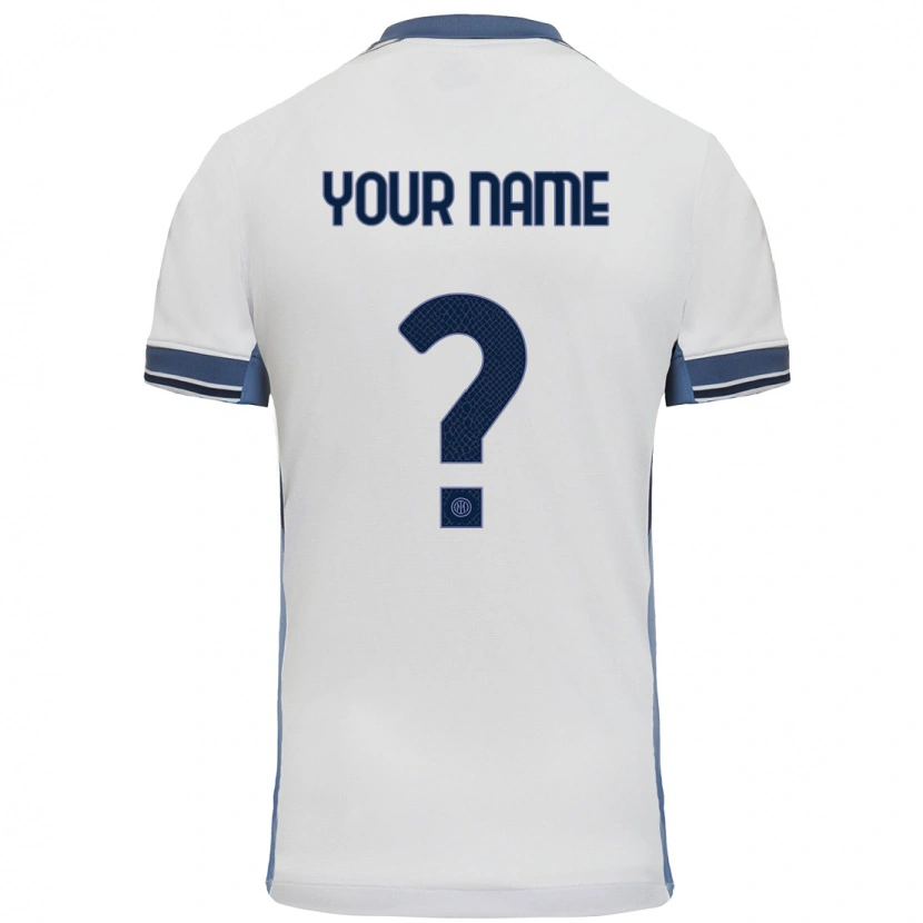 Danxen Mænd Dit Navn #0 Hvid Grå Udebane Spillertrøjer 2024/25 Trøje T-Shirt