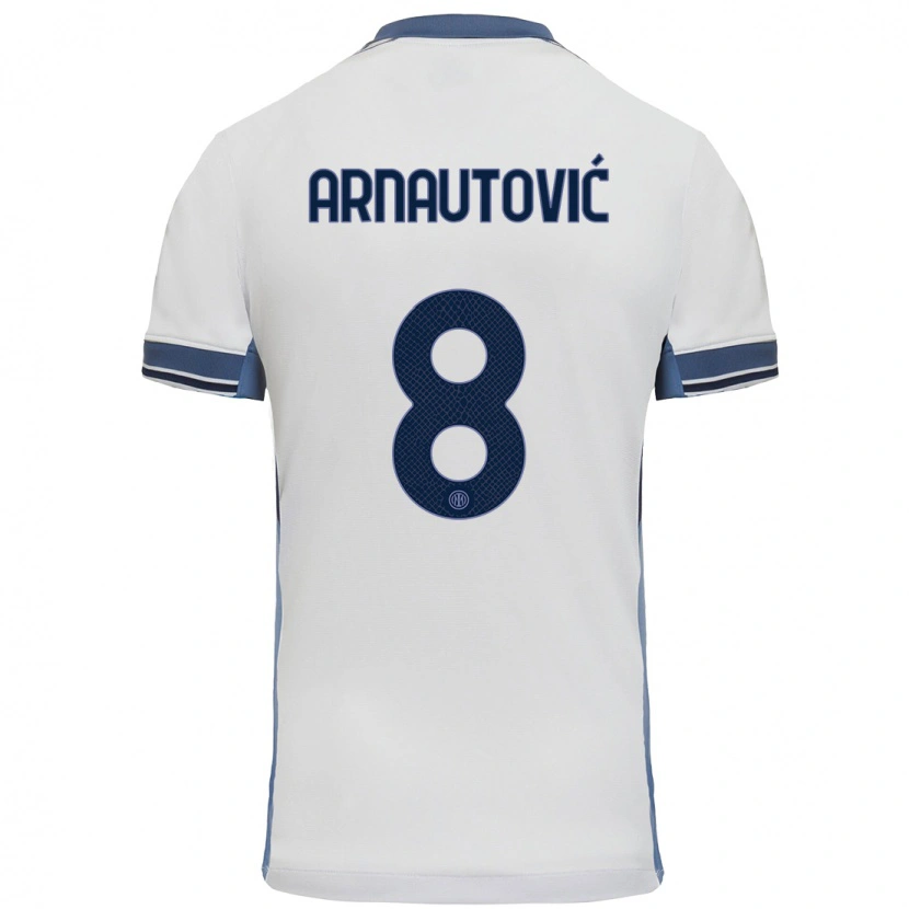 Danxen Mænd Marko Arnautovic #8 Hvid Grå Udebane Spillertrøjer 2024/25 Trøje T-Shirt
