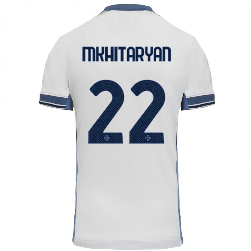 Danxen Mænd Henrikh Mkhitaryan #22 Hvid Grå Udebane Spillertrøjer 2024/25 Trøje T-Shirt