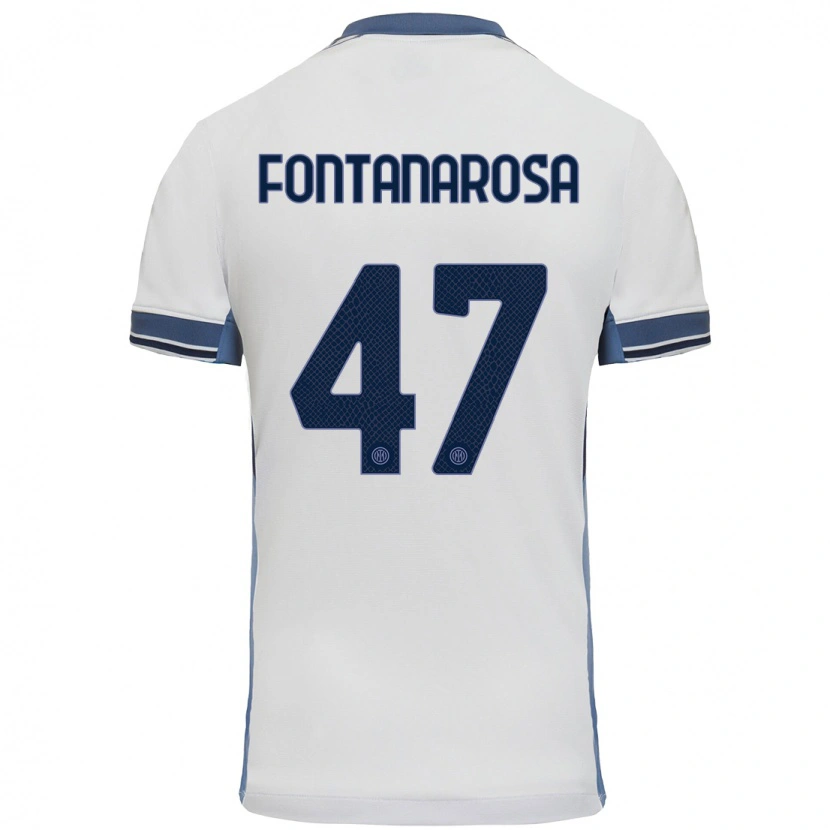 Danxen Mænd Alessandro Fontanarosa #47 Hvid Grå Udebane Spillertrøjer 2024/25 Trøje T-Shirt