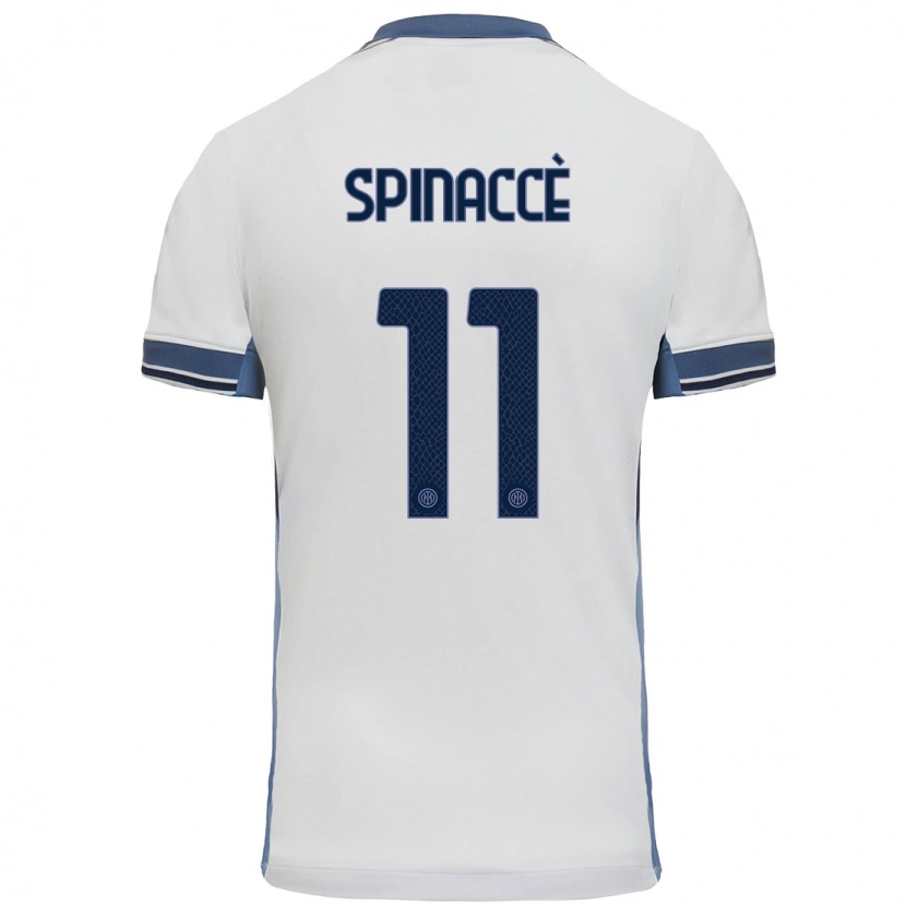Danxen Mænd Matteo Spinaccè #11 Hvid Grå Udebane Spillertrøjer 2024/25 Trøje T-Shirt