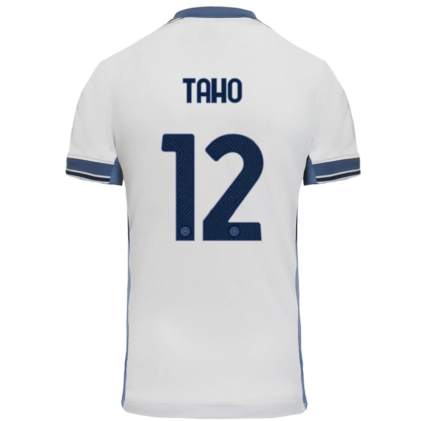 Danxen Mænd Alain Taho #12 Hvid Grå Udebane Spillertrøjer 2024/25 Trøje T-Shirt
