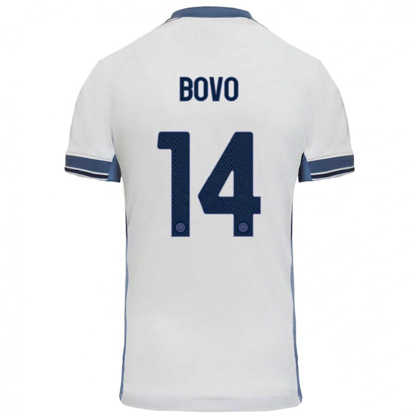 Danxen Mænd Leonardo Bovo #14 Hvid Grå Udebane Spillertrøjer 2024/25 Trøje T-Shirt