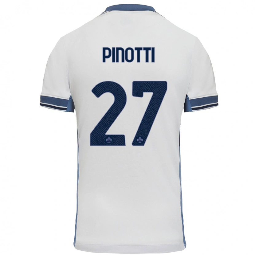Danxen Mænd Manuel Pinotti #27 Hvid Grå Udebane Spillertrøjer 2024/25 Trøje T-Shirt