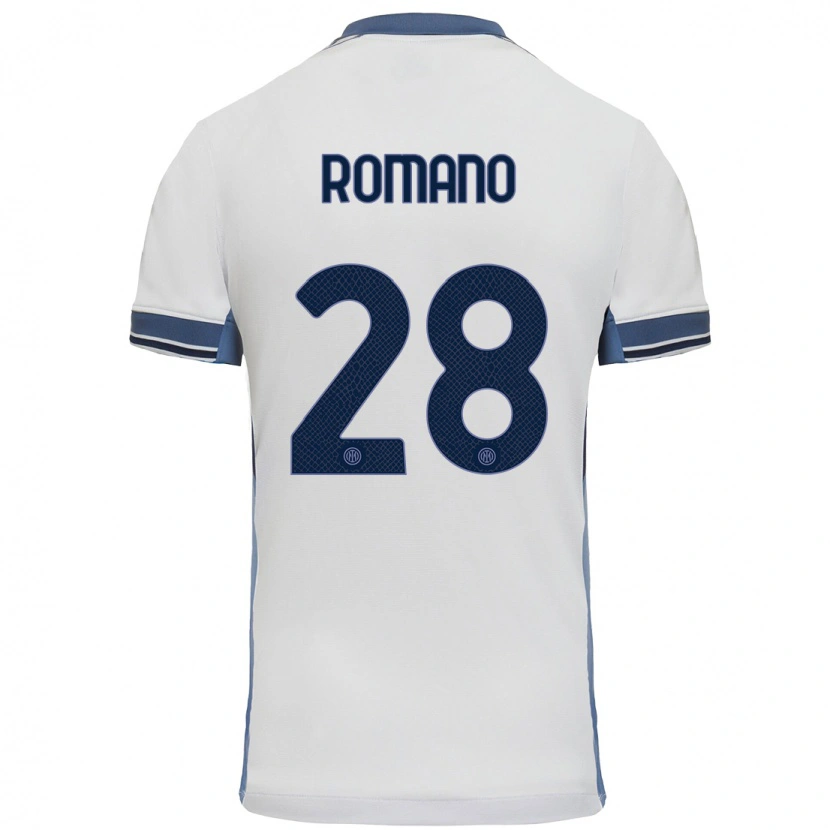 Danxen Mænd Thiago Romano #28 Hvid Grå Udebane Spillertrøjer 2024/25 Trøje T-Shirt