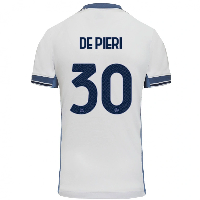 Danxen Mænd Giacomo De Pieri #30 Hvid Grå Udebane Spillertrøjer 2024/25 Trøje T-Shirt