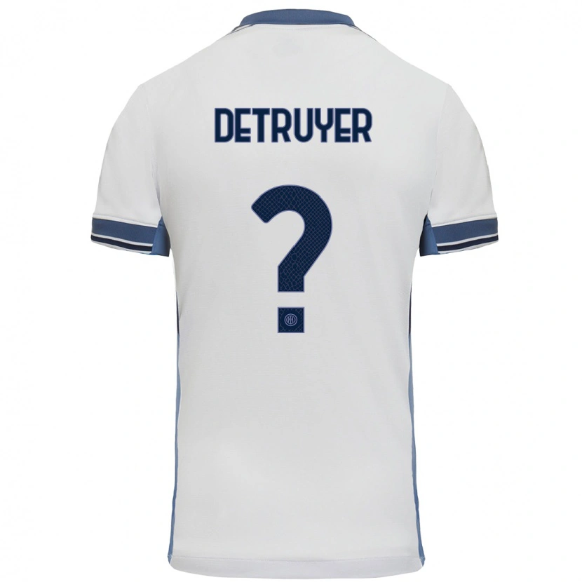 Danxen Mænd Marie Detruyer #0 Hvid Grå Udebane Spillertrøjer 2024/25 Trøje T-Shirt