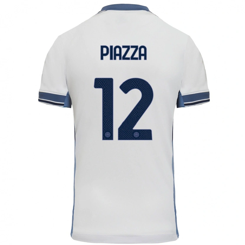 Danxen Mænd Alessia Piazza #12 Hvid Grå Udebane Spillertrøjer 2024/25 Trøje T-Shirt