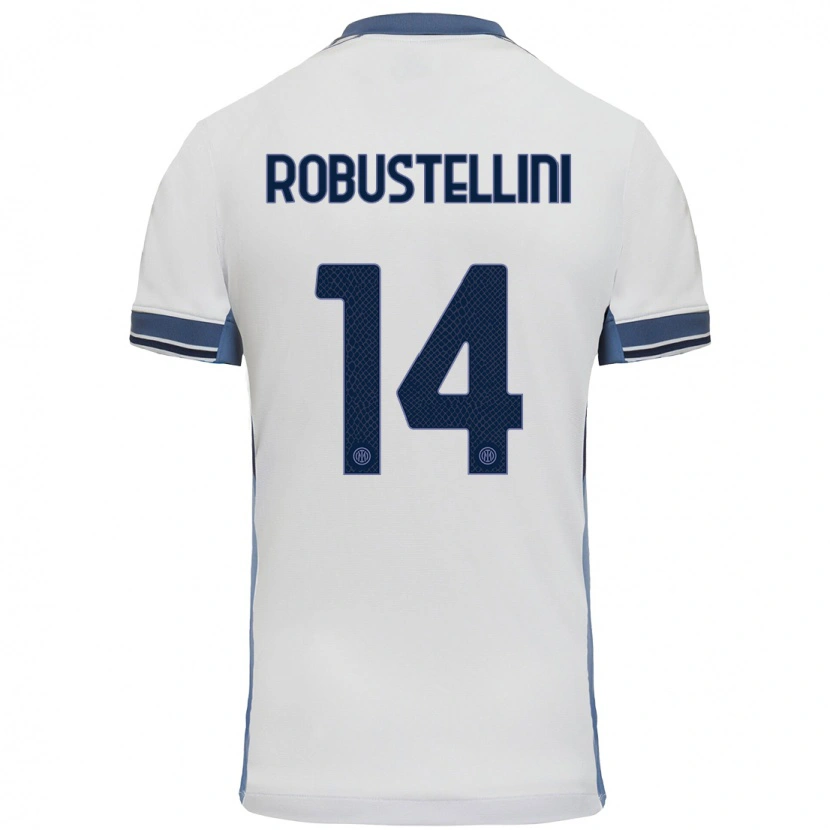 Danxen Mænd Chiara Robustellini #14 Hvid Grå Udebane Spillertrøjer 2024/25 Trøje T-Shirt