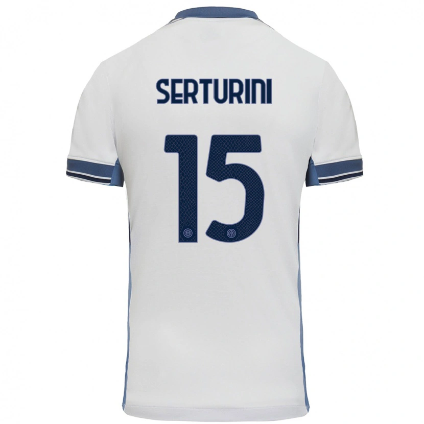 Danxen Mænd Annamaria Serturini #15 Hvid Grå Udebane Spillertrøjer 2024/25 Trøje T-Shirt