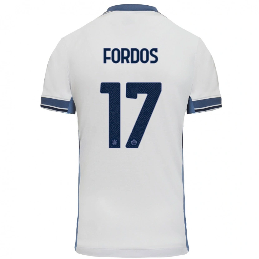 Danxen Mænd Beatrix Fördős #17 Hvid Grå Udebane Spillertrøjer 2024/25 Trøje T-Shirt