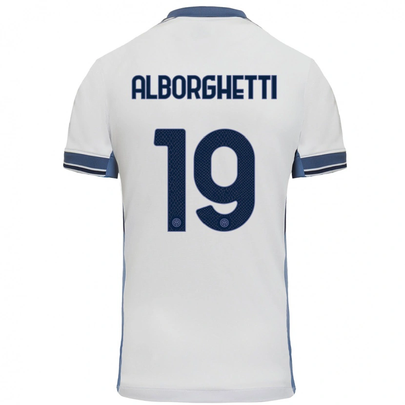 Danxen Mænd Lisa Alborghetti #19 Hvid Grå Udebane Spillertrøjer 2024/25 Trøje T-Shirt