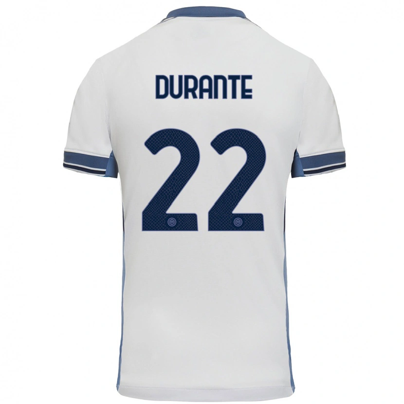 Danxen Mænd Francesca Durante #22 Hvid Grå Udebane Spillertrøjer 2024/25 Trøje T-Shirt