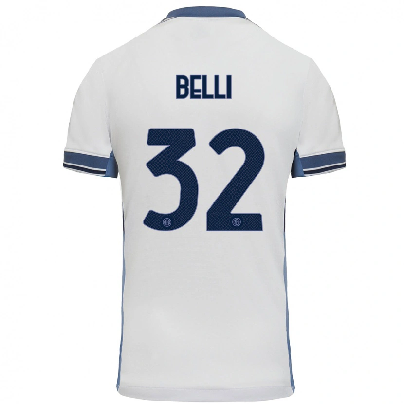 Danxen Mænd Elena Belli #32 Hvid Grå Udebane Spillertrøjer 2024/25 Trøje T-Shirt