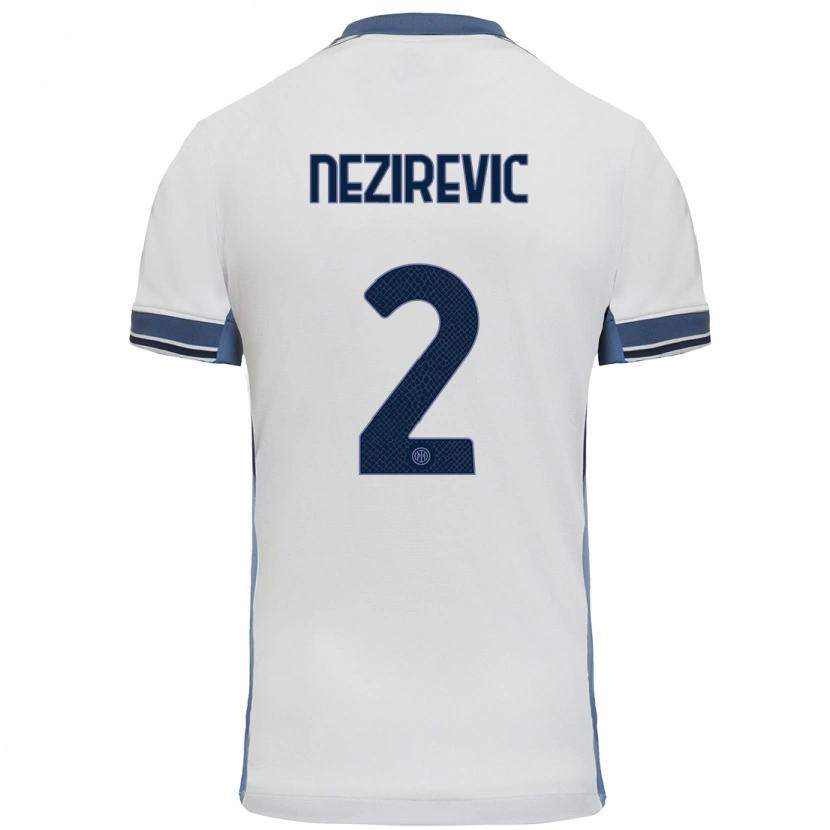 Danxen Mænd Alem Nezirevic #2 Hvid Grå Udebane Spillertrøjer 2024/25 Trøje T-Shirt