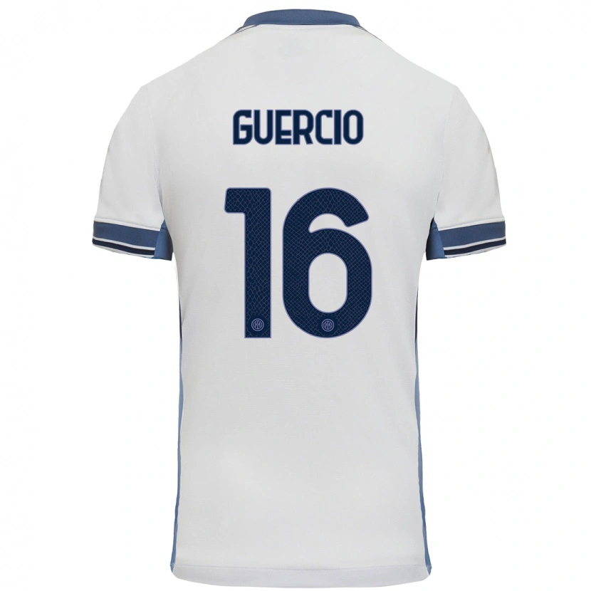 Danxen Mænd Tommaso Guercio #16 Hvid Grå Udebane Spillertrøjer 2024/25 Trøje T-Shirt