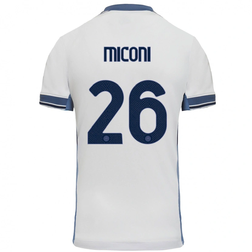 Danxen Mænd Riccardo Miconi #26 Hvid Grå Udebane Spillertrøjer 2024/25 Trøje T-Shirt