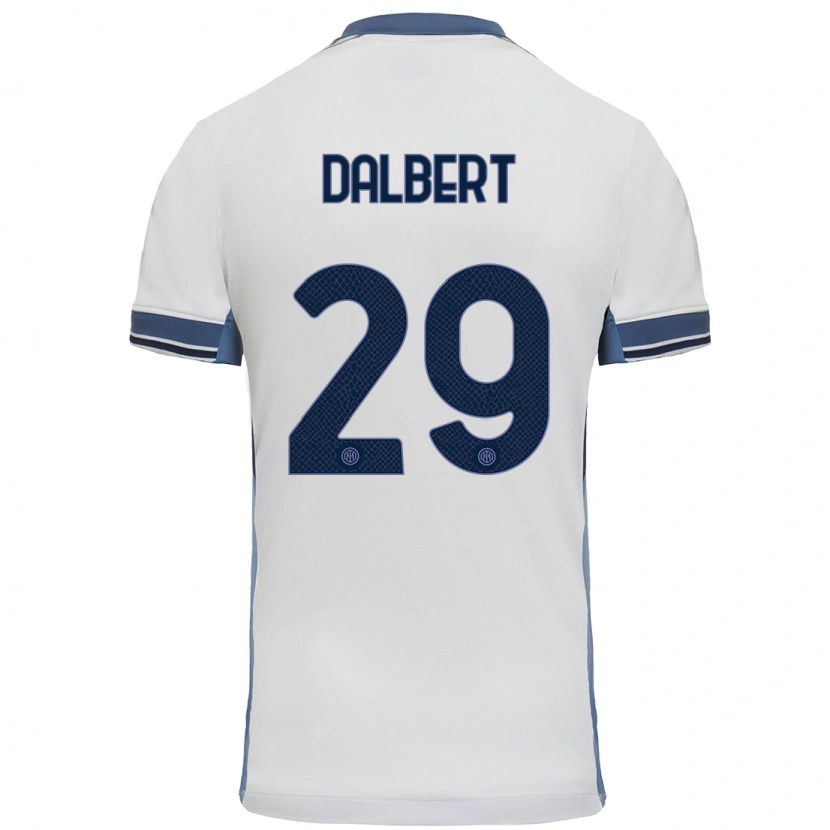 Danxen Mænd Dalbert #29 Hvid Grå Udebane Spillertrøjer 2024/25 Trøje T-Shirt