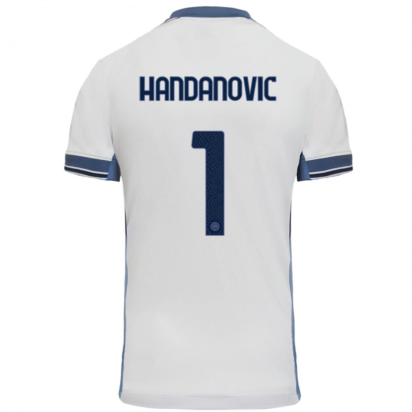 Danxen Mænd Samir Handanovic #1 Hvid Grå Udebane Spillertrøjer 2024/25 Trøje T-Shirt