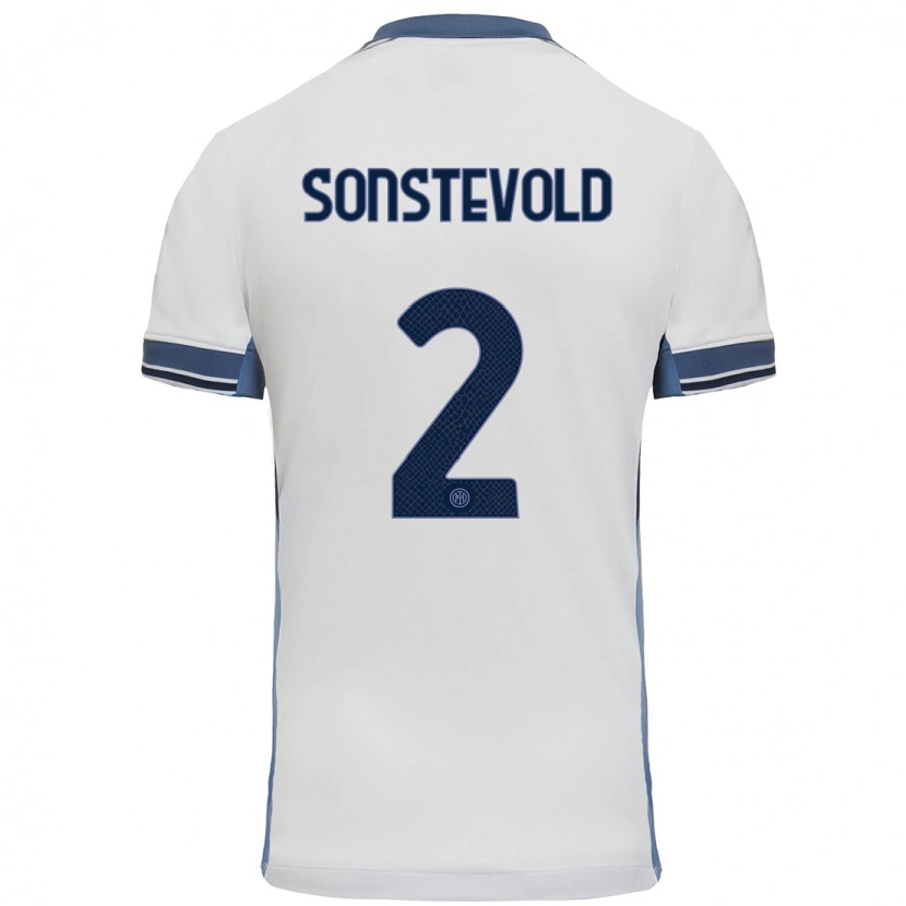 Danxen Mænd Anja Sonstevold #2 Hvid Grå Udebane Spillertrøjer 2024/25 Trøje T-Shirt