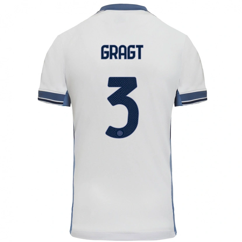 Danxen Mænd Stefanie Van Der Gragt #3 Hvid Grå Udebane Spillertrøjer 2024/25 Trøje T-Shirt