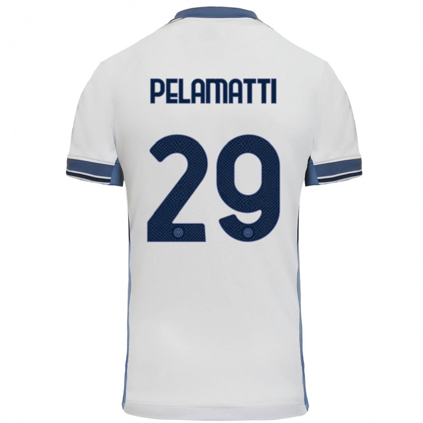 Danxen Mænd Andrea Pelamatti #29 Hvid Grå Udebane Spillertrøjer 2024/25 Trøje T-Shirt