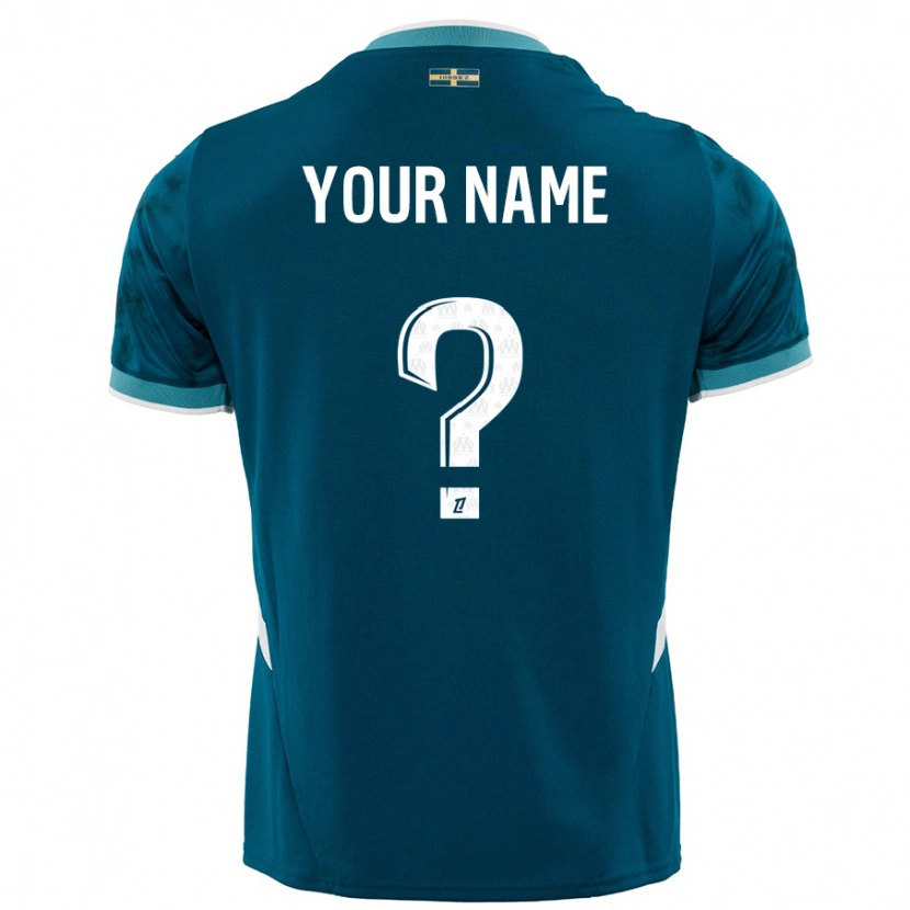Danxen Mænd Dit Navn #0 Turkis Blå Udebane Spillertrøjer 2024/25 Trøje T-Shirt