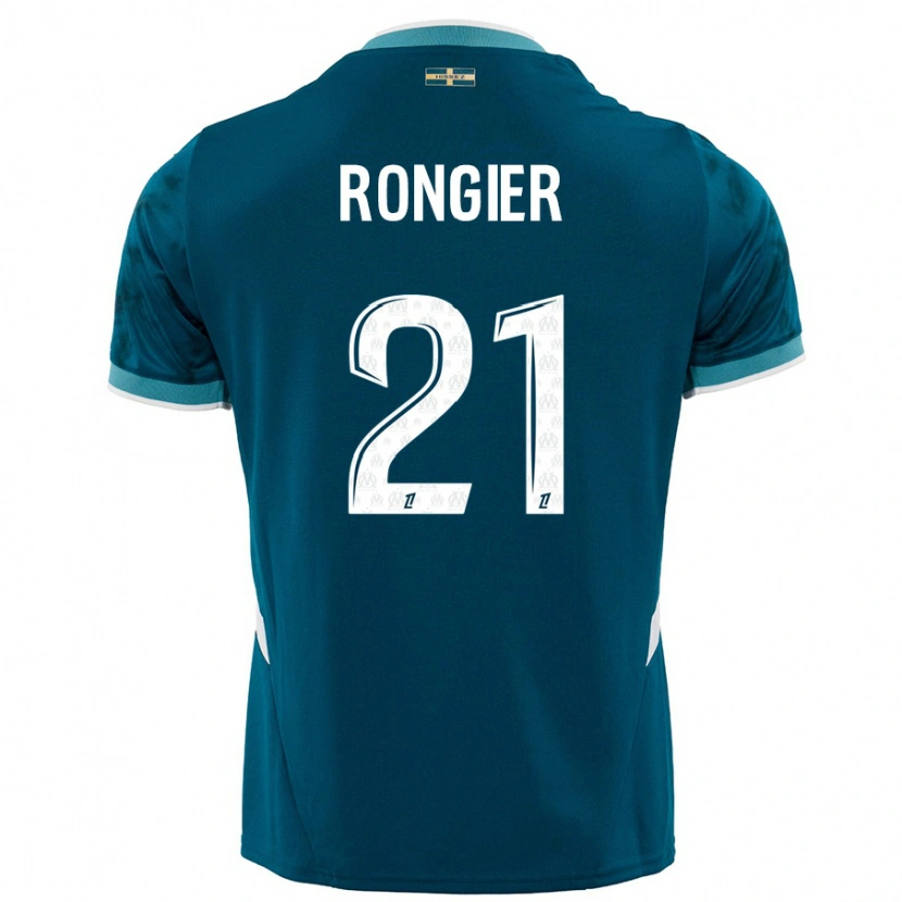 Danxen Mænd Valentin Rongier #21 Turkis Blå Udebane Spillertrøjer 2024/25 Trøje T-Shirt