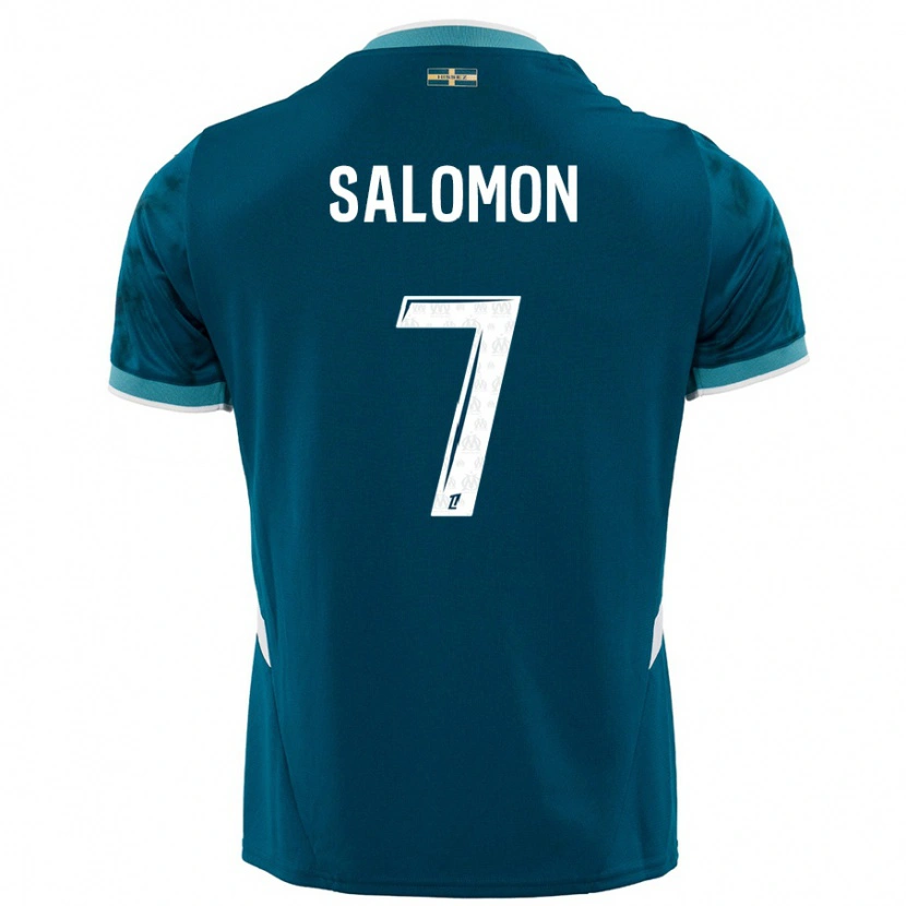 Danxen Mænd Maëva Salomon #7 Turkis Blå Udebane Spillertrøjer 2024/25 Trøje T-Shirt