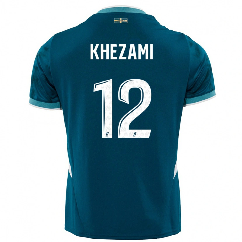 Danxen Mænd Roselène Khezami #12 Turkis Blå Udebane Spillertrøjer 2024/25 Trøje T-Shirt