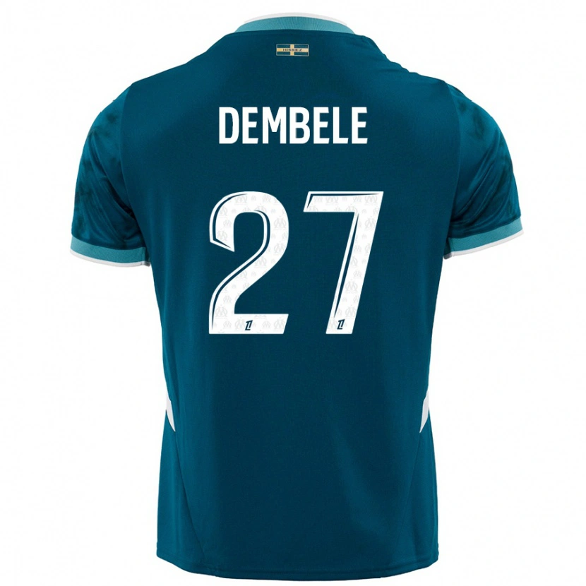 Danxen Mænd Coumba Dembélé #27 Turkis Blå Udebane Spillertrøjer 2024/25 Trøje T-Shirt