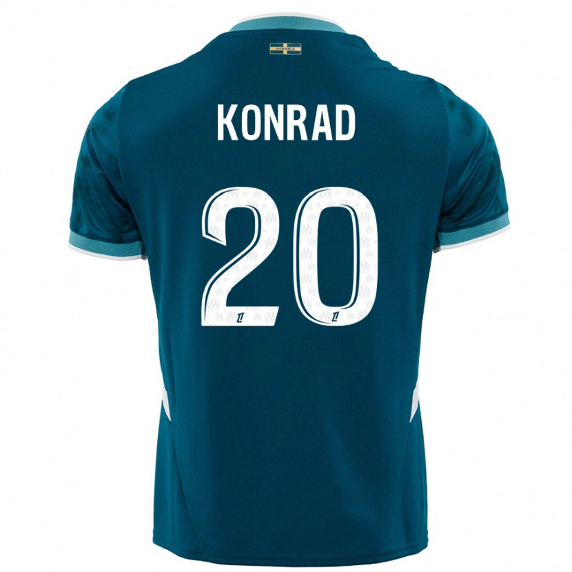 Danxen Mænd Konrad De La Fuente #20 Turkis Blå Udebane Spillertrøjer 2024/25 Trøje T-Shirt
