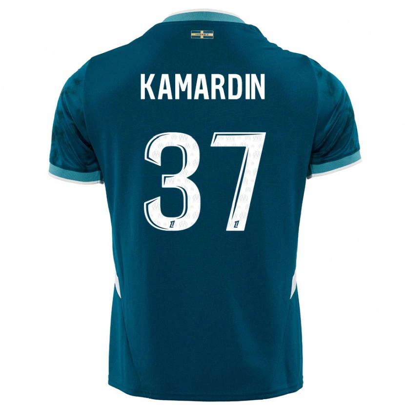 Danxen Mænd Aaron Kamardin #37 Turkis Blå Udebane Spillertrøjer 2024/25 Trøje T-Shirt