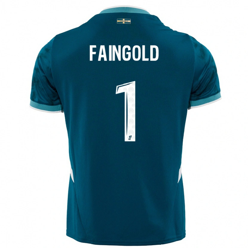 Danxen Mænd Abbie Faingold #1 Turkis Blå Udebane Spillertrøjer 2024/25 Trøje T-Shirt