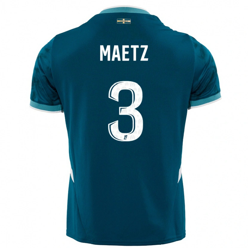 Danxen Mænd Agathe Maetz #3 Turkis Blå Udebane Spillertrøjer 2024/25 Trøje T-Shirt