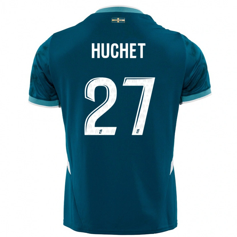 Danxen Mænd Sarah Huchet #27 Turkis Blå Udebane Spillertrøjer 2024/25 Trøje T-Shirt