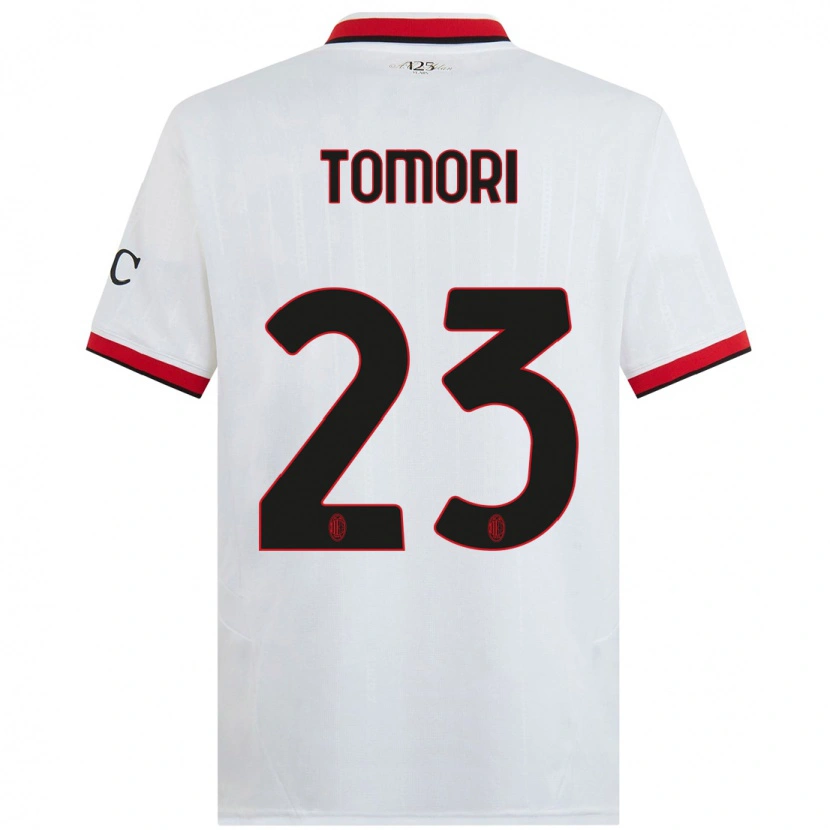 Danxen Mænd Fikayo Tomori #23 Hvid Sort Rød Udebane Spillertrøjer 2024/25 Trøje T-Shirt