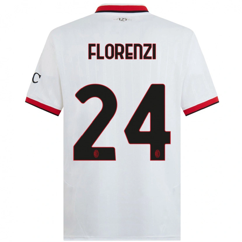Danxen Mænd Alessandro Florenzi #24 Hvid Sort Rød Udebane Spillertrøjer 2024/25 Trøje T-Shirt