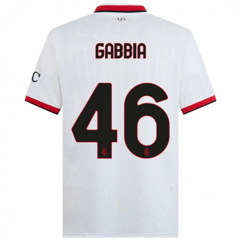 Danxen Mænd Matteo Gabbia #46 Hvid Sort Rød Udebane Spillertrøjer 2024/25 Trøje T-Shirt
