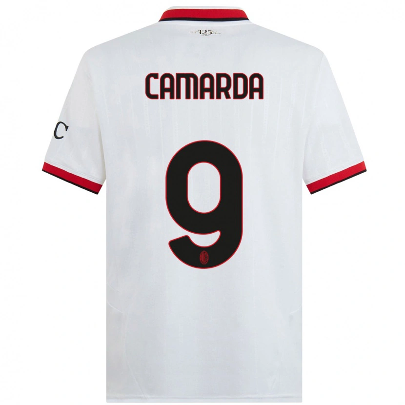 Danxen Mænd Francesco Camarda #9 Hvid Sort Rød Udebane Spillertrøjer 2024/25 Trøje T-Shirt