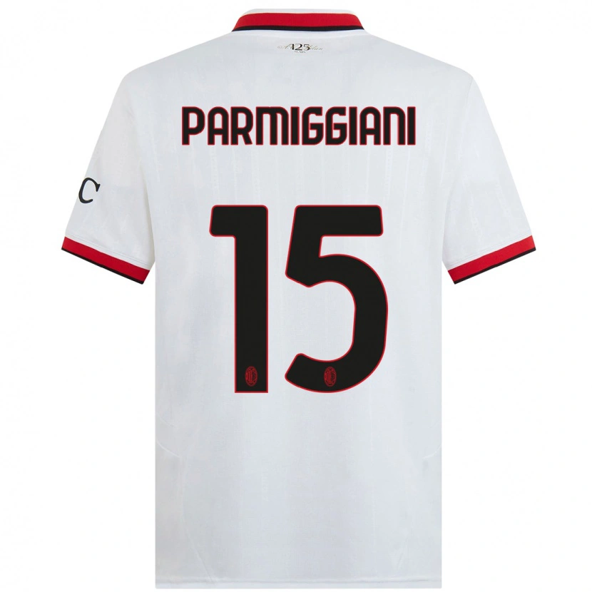 Danxen Mænd Pietro Parmiggiani #15 Hvid Sort Rød Udebane Spillertrøjer 2024/25 Trøje T-Shirt