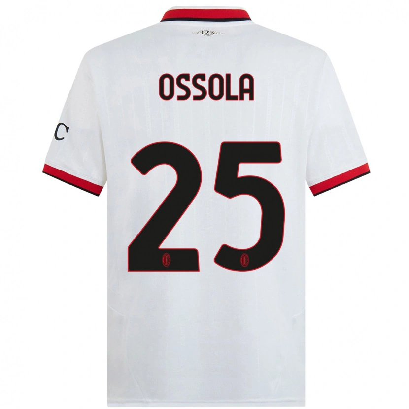 Danxen Mænd Lorenzo Ossola #25 Hvid Sort Rød Udebane Spillertrøjer 2024/25 Trøje T-Shirt