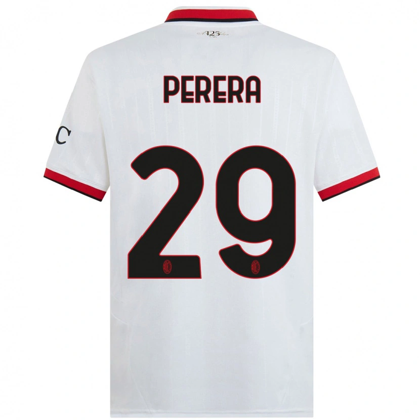 Danxen Mænd Nirash Perera #29 Hvid Sort Rød Udebane Spillertrøjer 2024/25 Trøje T-Shirt