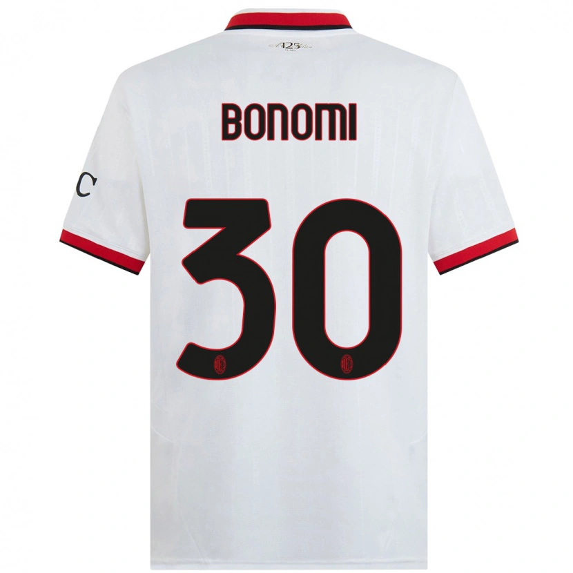 Danxen Mænd Alessandro Bonomi #30 Hvid Sort Rød Udebane Spillertrøjer 2024/25 Trøje T-Shirt