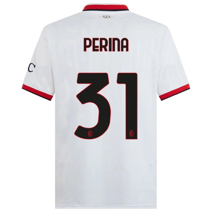 Danxen Mænd Gioele Perina #31 Hvid Sort Rød Udebane Spillertrøjer 2024/25 Trøje T-Shirt