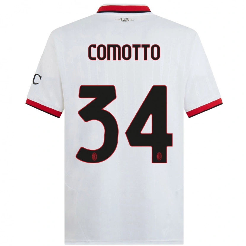 Danxen Mænd Christian Comotto #34 Hvid Sort Rød Udebane Spillertrøjer 2024/25 Trøje T-Shirt